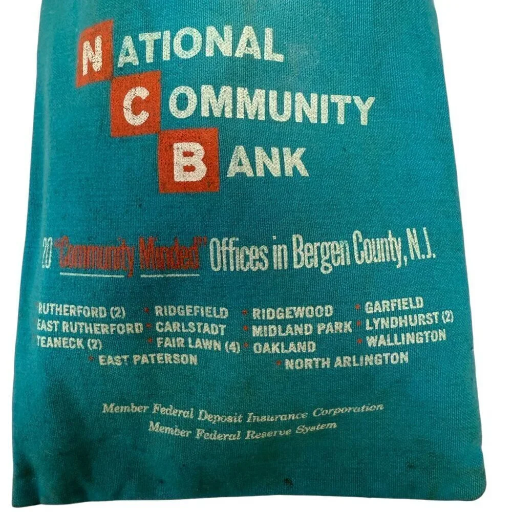 Vintage Bank Deposit Bag National Community New Jersey Bergen A. Rifkin Co.